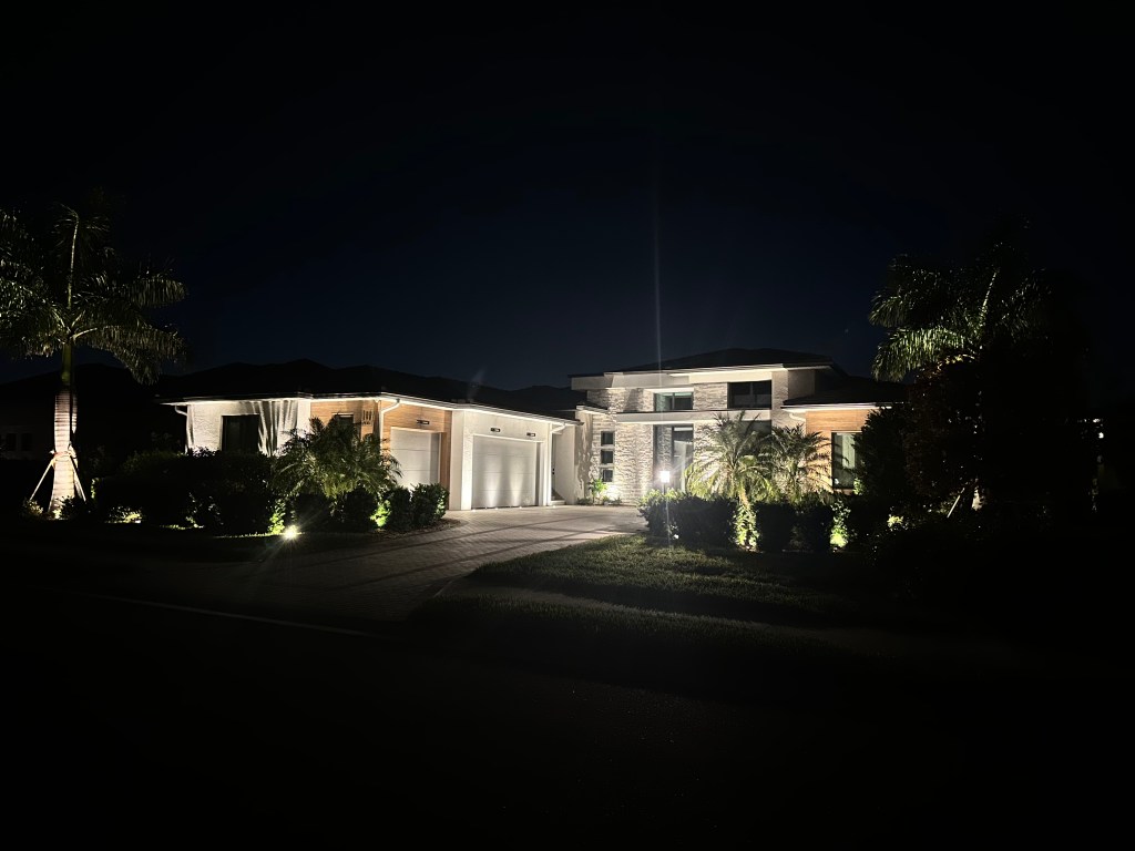 Architectural outdoor lighting on a Lakewood Ranch home